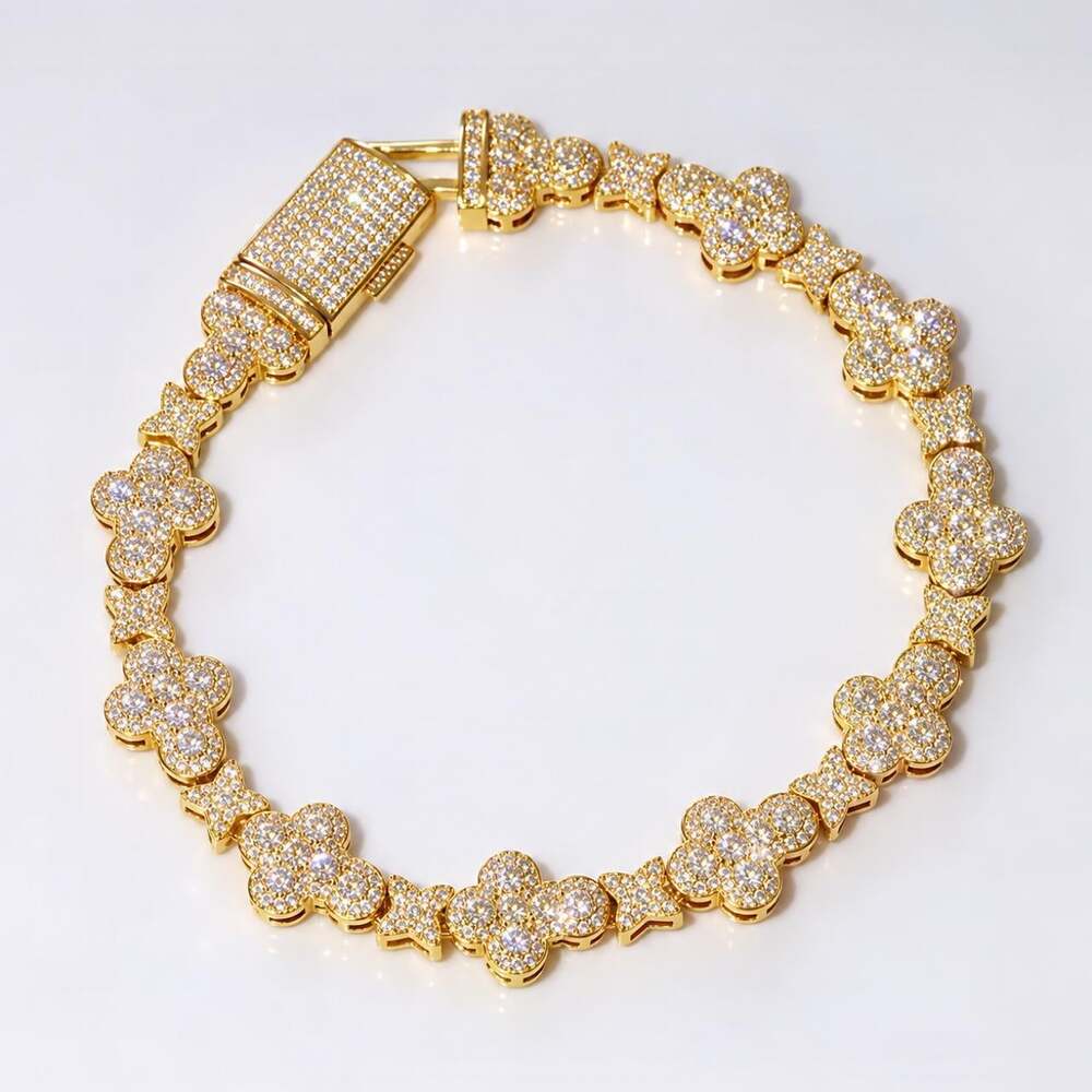 10mm Iced Out Tennis Cross Bracelet 8 Inch
